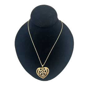 Vintage Signed LENOX Sterling & Marcasite Pearl HEART PENDANT Necklace